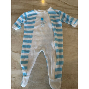Vintage Baby Trimfit Pajama Set Large White Blue Striped Sleep & Play